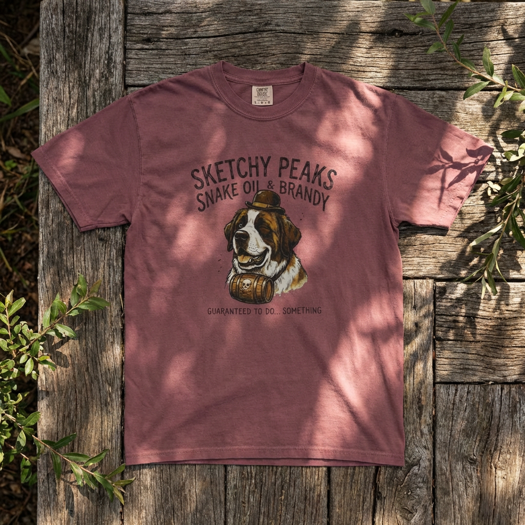 Sketchy Peaks Brandy & Snake Oil Dog T-Shirt