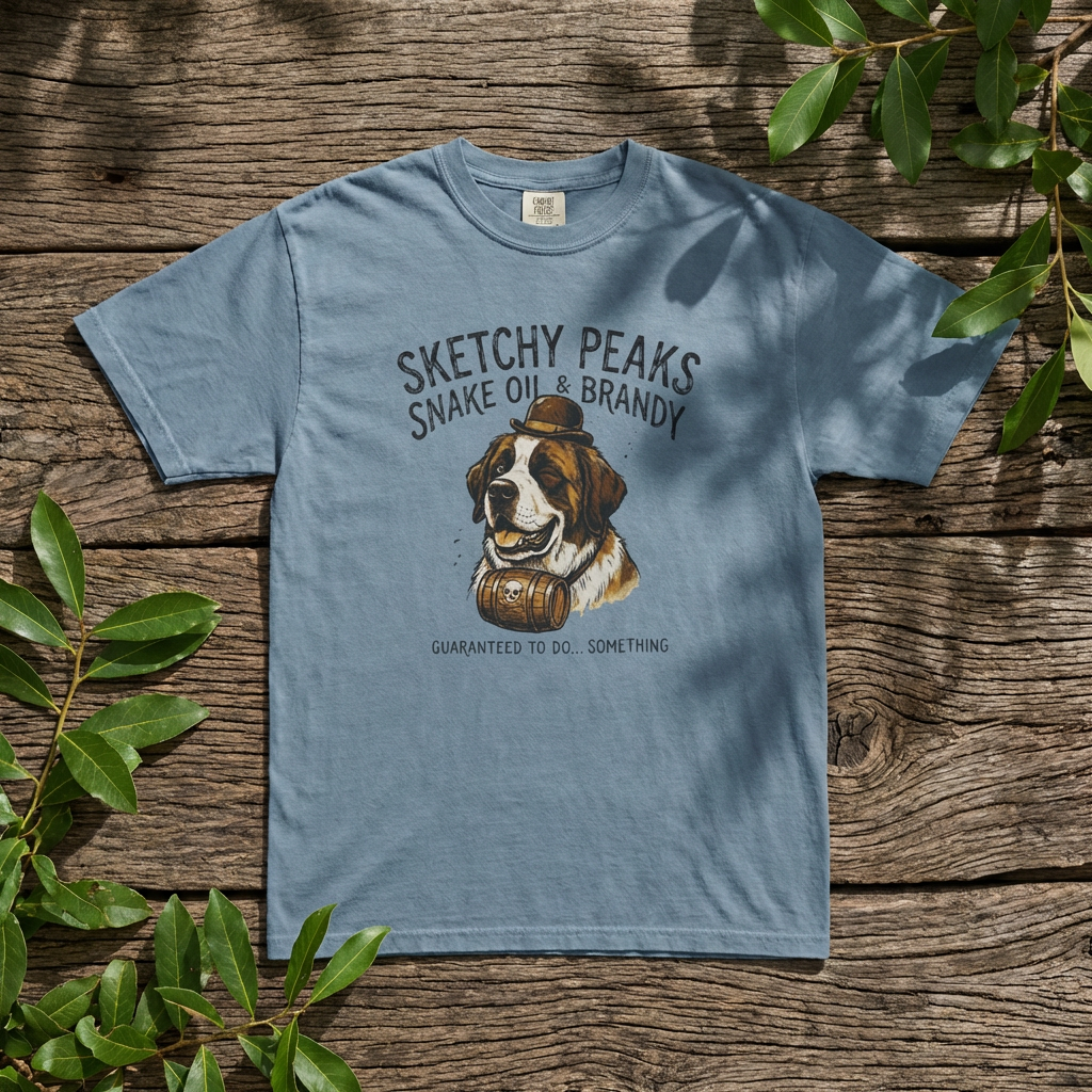 Sketchy Peaks Brandy & Snake Oil Dog T-Shirt