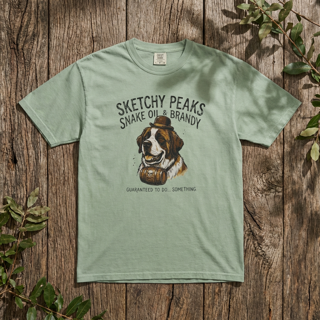 Sketchy Peaks Brandy & Snake Oil Dog T-Shirt