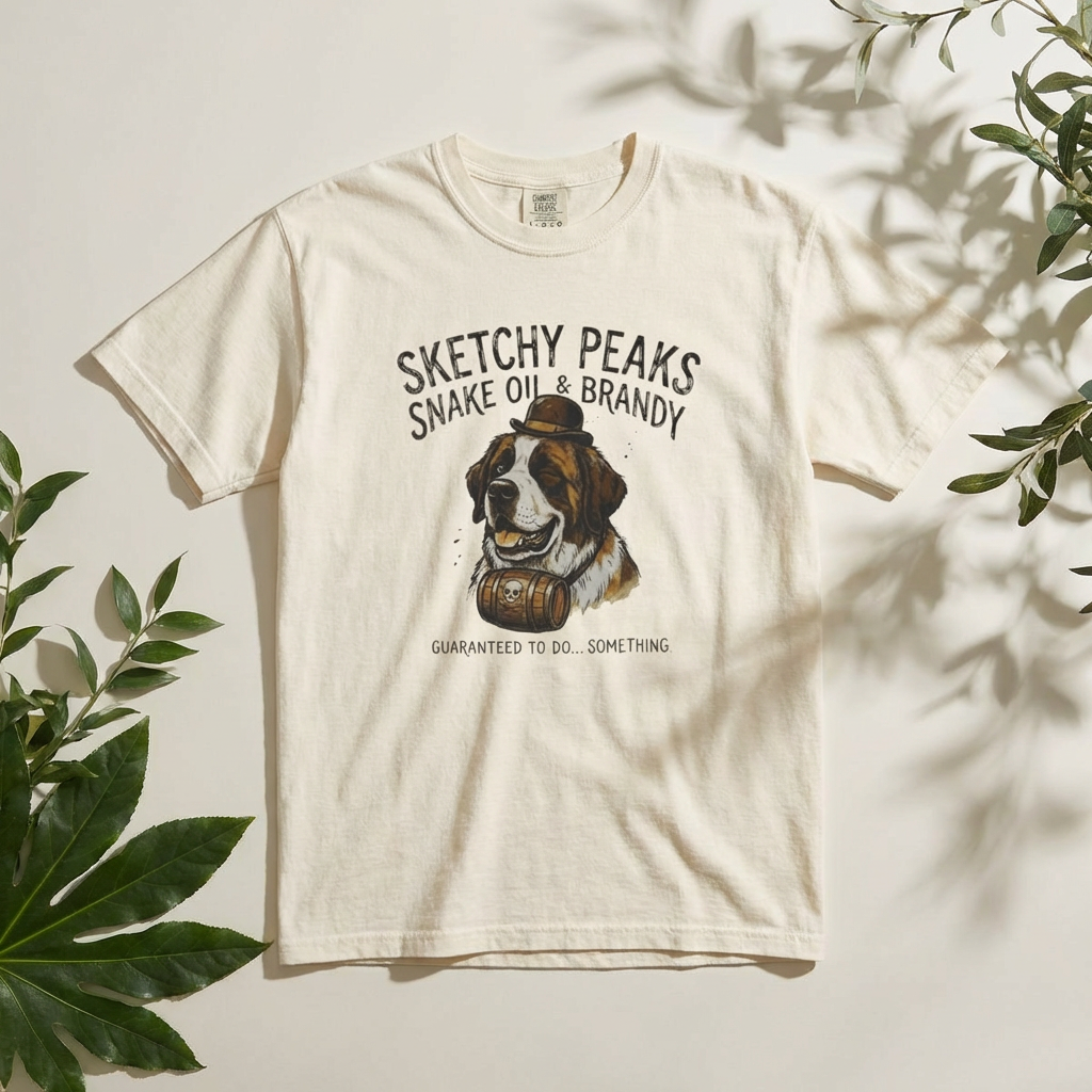 Sketchy Peaks Brandy & Snake Oil Dog T-Shirt